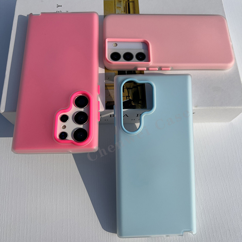 เคสโทรศัพท์มือถือแบบนิ่ม ผิวด้าน กันกระแทก พร้อมที่ตั้งวาง 2 in 1 สําหรับ Samsung S22 S22Plus S22Ult