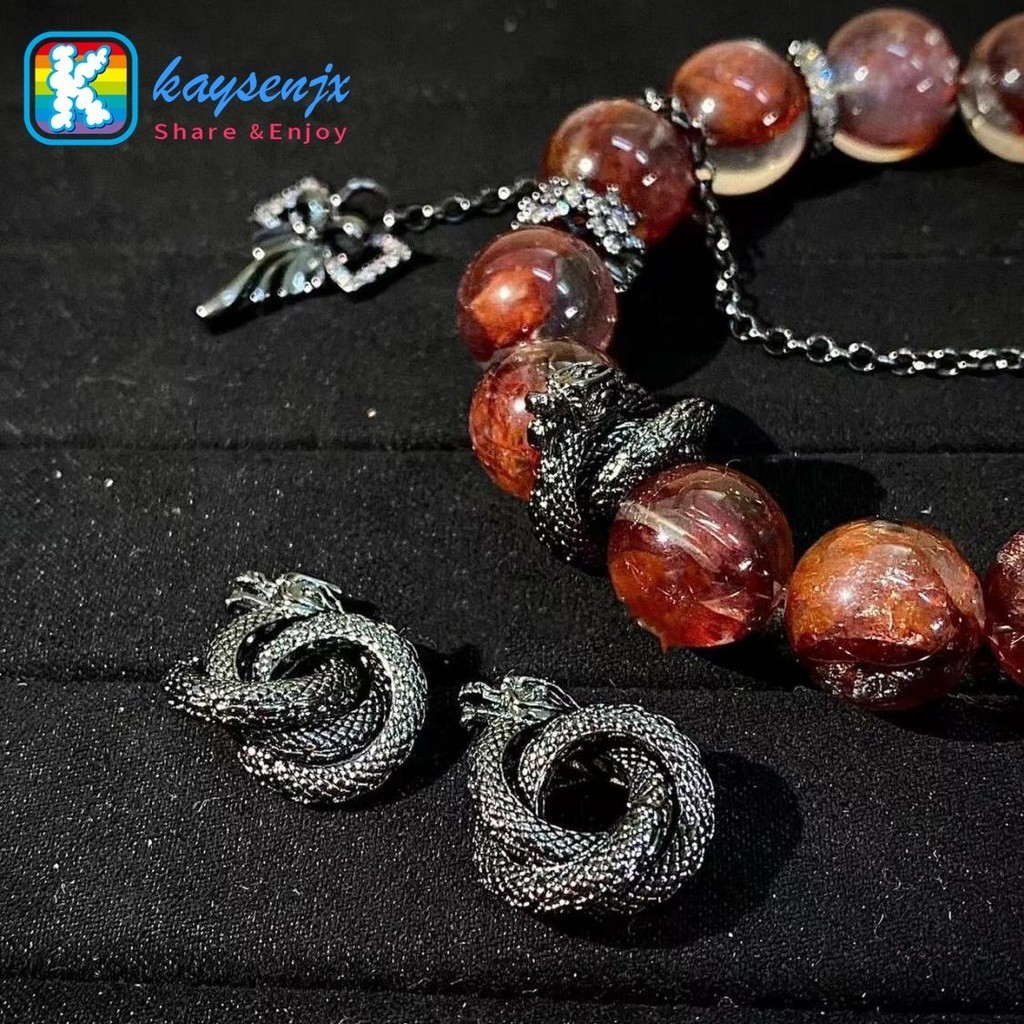 Kaysenjx ลูกปัดชุบทองแดง ทรงกลม รูปมังกร สไตล์วินเทจ สําหรับทําเครื่องประดับ สร้อยข้อมือ