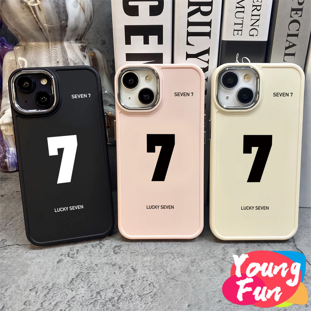 สําหรับ iPhone เลขเจ็ดโชคดี เคสโทรศัพท์มือถือ ชุบไฟฟ้า 14 XR 13 11 12 Pro Max 8 7 6 6S Plus X Xs Max Se 2020 13 12 11เคสโทรศัพท์มือถือ โลหะนิ่ม หรูหรา