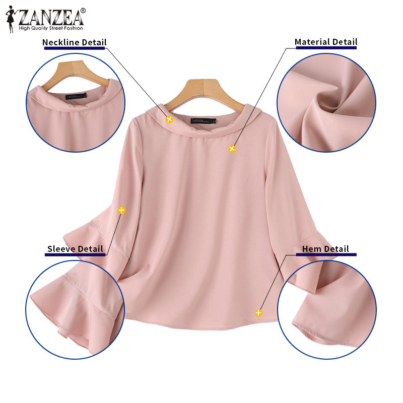 Zanzea เสื้อเบลาส์ลําลอง แขน 3/4 ทรงหลวม สไตล์เกาหลี สําหรับผู้หญิง — صورة 7