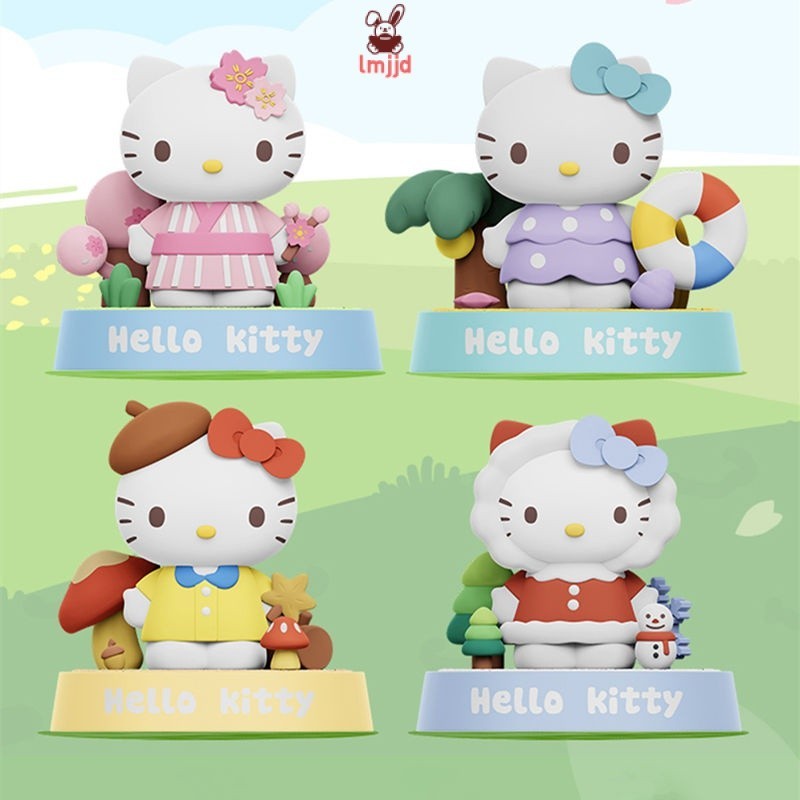 ของแท้ Sanrio MINISO ชุดกล่องสุ่ม ตุ๊กตา Hello Kitty น่ารัก ของเล่นสําหรับตกแต่งโรงรถ แมว