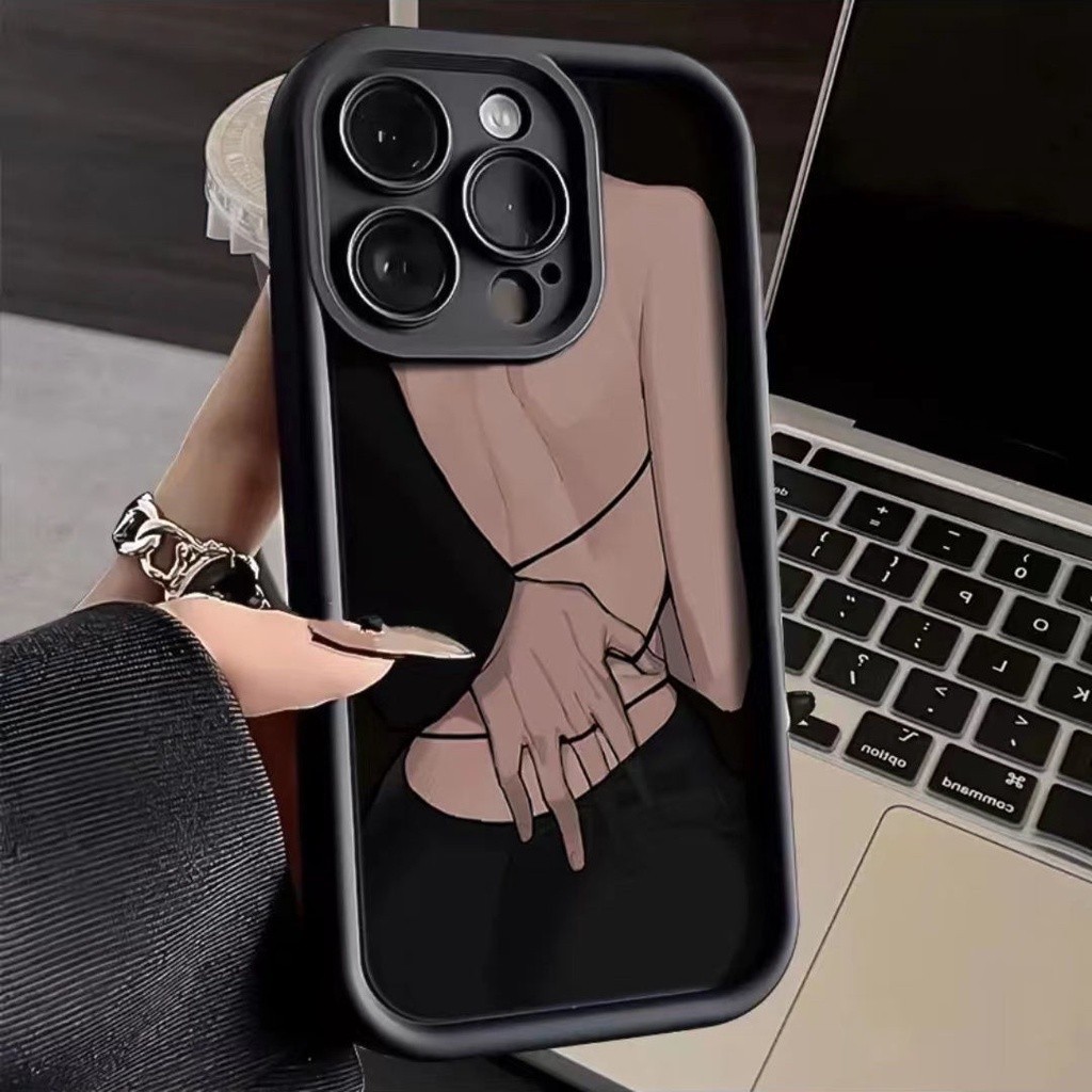 เคสป้องกันการกระแทกเต็มรูปแบบสําหรับ 15/16/14promax 13pro 12 พรีเมี่ยม 11promax เซ็กซี่กลับซิลิโคนอ่อนนุ่มกรณีป้องกัน