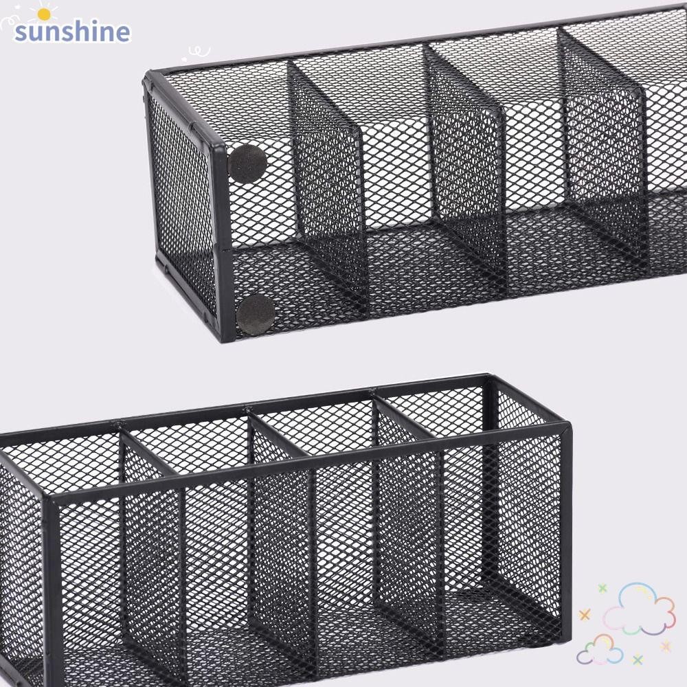 Ssunshine กล่องใส่ดินสอ 4 ช่อง โลหะ ตั้งโต๊ะ สีดํา