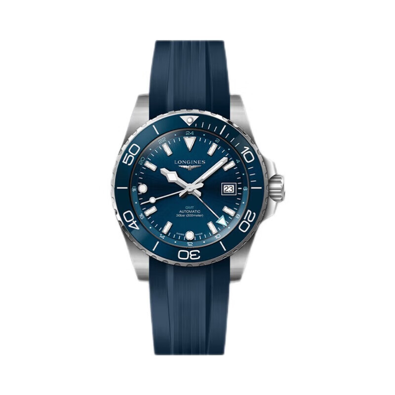 Longines LONGINES Swiss นาฬิกาข้อมือ สายเข็มขัดเหล็ก สําหรับผู้ชาย37904066 สายนาฬิกาข้อมือยางโครโนกราฟ สีฟ้า ขนาด 41 มม.
