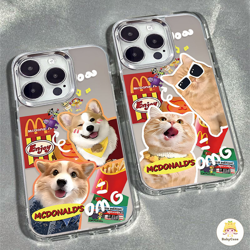 หรูหราชุบเลนส์โลหะการ์ตูน Cool Cat เคสโทรศัพท์เข้ากันได้สำหรับ IPhone 11 13 15 12 14 Pro Max XR 7P 8P 7 8 Plus X XS Max