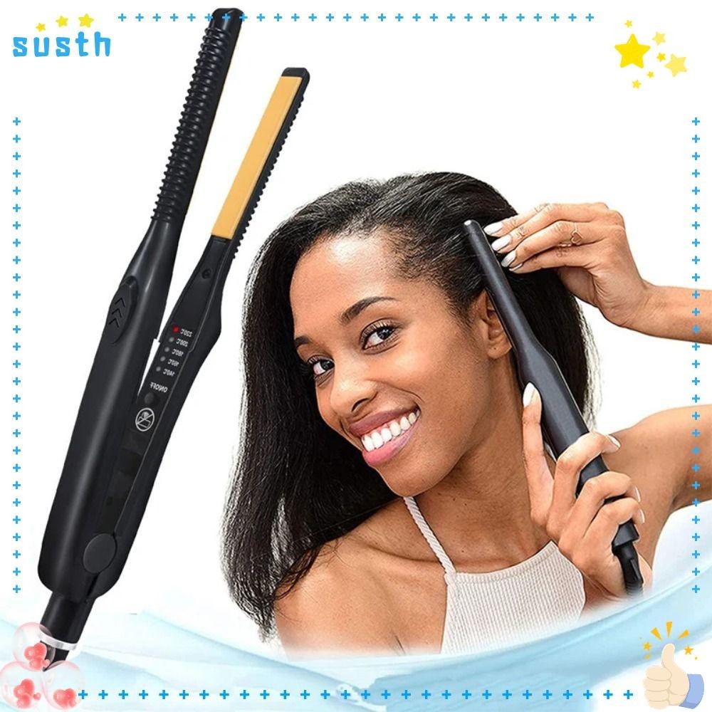 Susth เครื่องหนีบผมไฟฟ้า ขนาดเล็ก มืออาชีพ 2 in 1 เครื่องหนีบผม ไม่เจ็บ ผู้หญิง ผู้ชาย แบบพกพา เครื่องหนีบผมเหล็กแบน