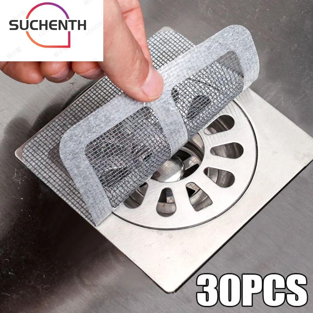 Suchenth สติกเกอร์ตาข่าย กรองเส้นผม แบบใช้แล้วทิ้ง คุณภาพสูง สําหรับอ่างล้างจาน ห้องครัว 30 ชิ้น