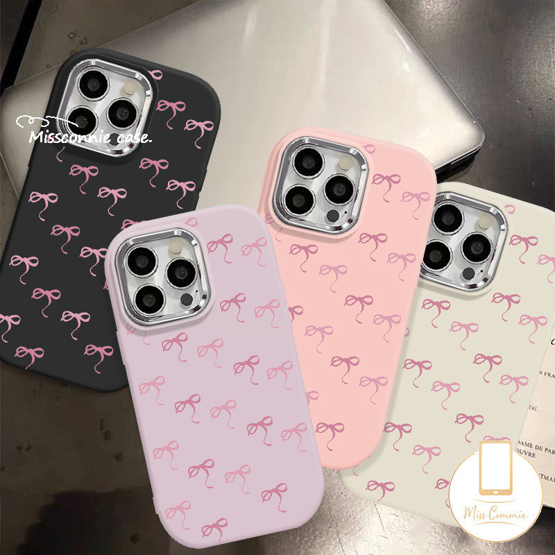 สีชมพูหวาน Bowknot Candy สีสําหรับ Redmi 15 14C 13X 13C 13 12 9 10 12C 10C 9T 9A 9C 10A หมายเหตุ 14 13 10s 11 9s 9 10 12 11s Pro Max Poco C65 X6 M6 Proชุบ ปกอ่อนโลหะ