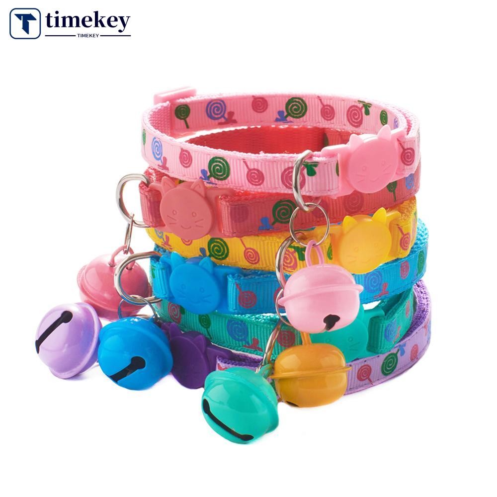 TME 1 ชิ้นปรับ Breakaway ปลอกคอแมว Bell Rainbow Cat Collar สุนัข Lollipop พิมพ์สัตว์เลี้ยงแมวสร้อยคอ