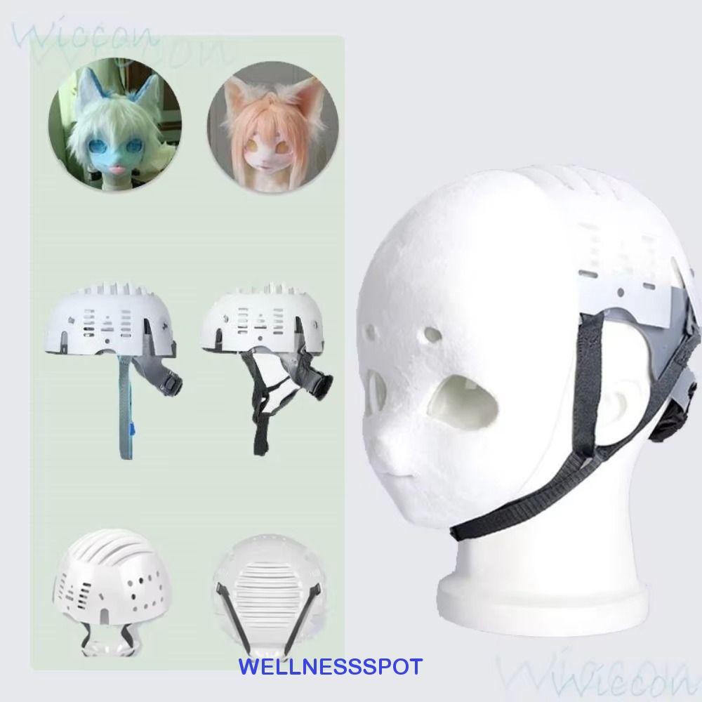 Wellnessspot Fursuit Kigurumi Skull Headwear, Furry เครื่องแต่งกาย Anti-collision ตุ๊กตาสัตว์ Kig ฐานหัว, ป้องกัน Breathable ปรับสบายหมวกกันน็อคเกราะป้องกัน DIY