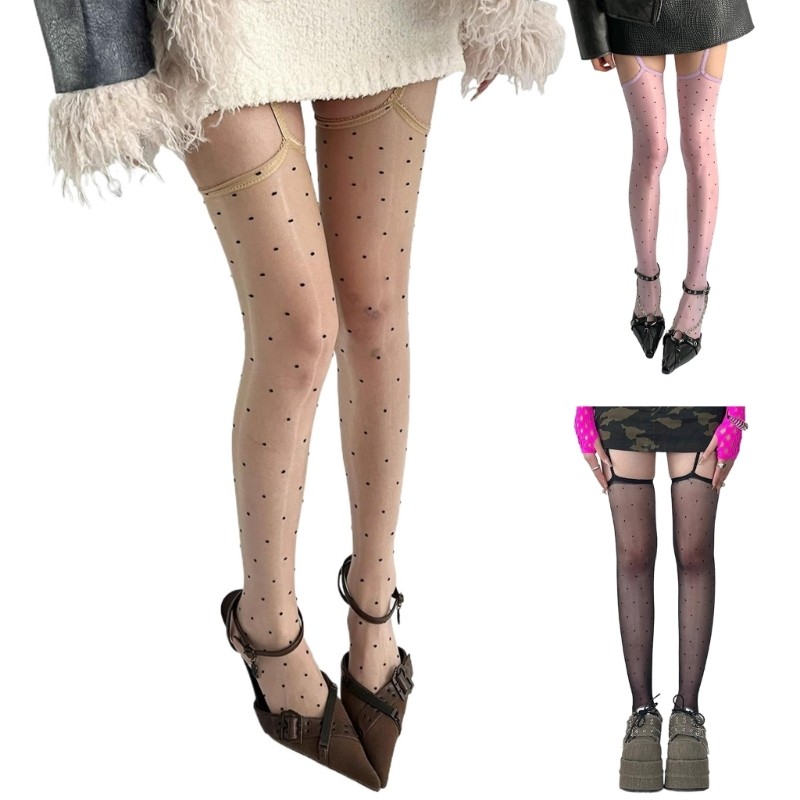 Lu ผู้หญิง Garter เข็มขัด Tights รูปแบบต้นขาถุงน่อง Shimmery เอว Pantyhose Suspender Pantyhose ของขวัญ