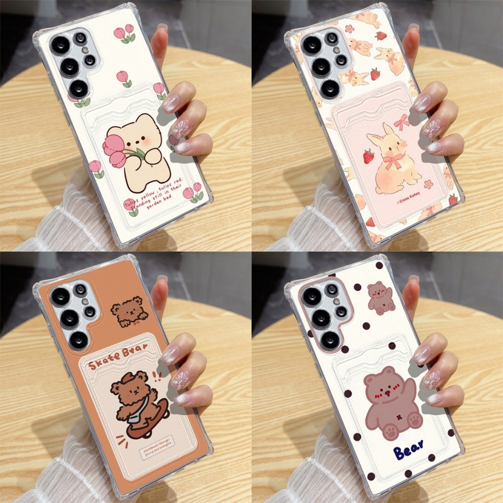 เคส สําหรับ Samsung A57 S26 A17 A07 A05 A06 A16 A35 A55 A15 A54 A12 A52 A71 A25 A22 A53 A34 หมี ช่องใส่การ์ด กันกระแทก ราคา ถูกที่สุด ดีลบีเคเค