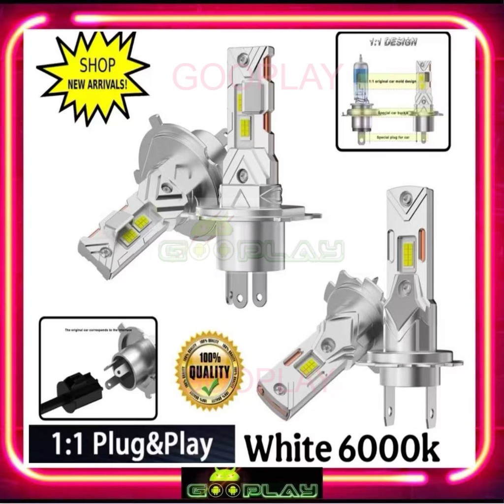 (R15) ใหม่ 2 ชิ้น 5000LM 46W H11 หลอดไฟ LED 6000k Cool White H7 H4 รถ LED ไฟหน้าปรับ 12 V