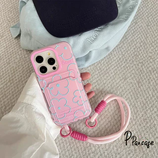 เคส สำหรับ IPhone 17 AIR 16 13 11 15 12 14 Pro Max 7 8 Plus XR X XS Max SE กระเป๋าใส่บัตรแบบมีช่องใส่รูปการ์ตูนดอกไม้