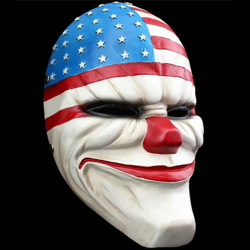 Payday 2 Resin Mask Heist Dallas/Wolf/Chains/Hoxton Cosplay Halloween Collection Horror Clown Masque