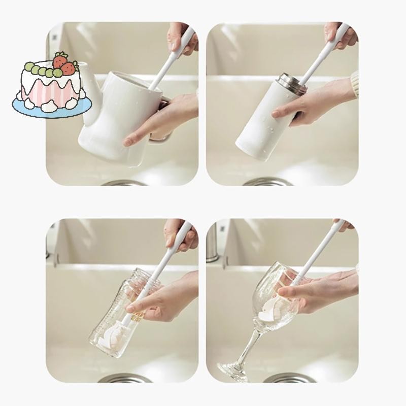 [เอสพี] แปรงทําความสะอาดถ้วยด้ามยาวขวดทําความสะอาดขวดนมซิลิโคนแก้วไวน์ถ้วยทําความสะอาดครัวเรือนแก้วแก้วกาแฟ ทีพอท แปรง. - รูปที่ 4