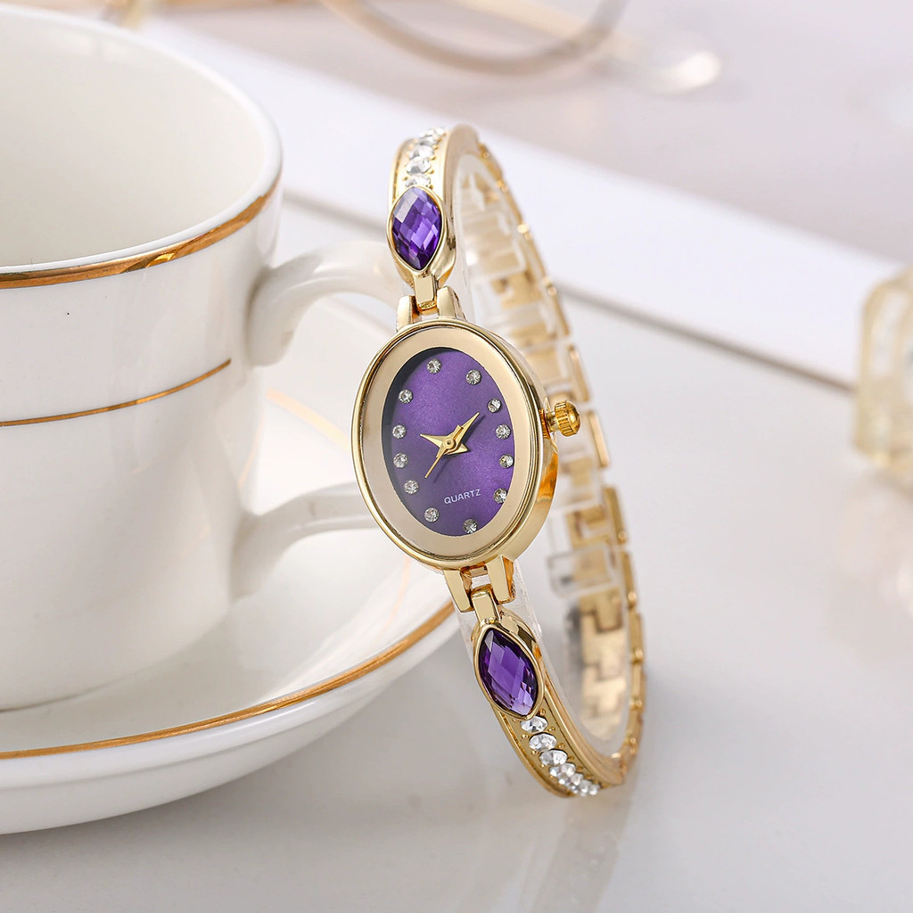 ผู้หญิงนาฬิกาหรูหรารูปไข่หน้าปัดขนาดเล็ก ดู สําหรับผู้หญิงอารมณ์หรูหราสุภาพสตรีควอตซ์สร้อยข้อมือนาฬิกาข้อมือ - รูปที่ 2