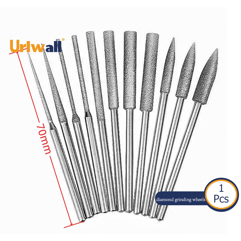 Urlwall ดอกเจียรเพชร ก้าน 3 มม. ยาว 70 มม. สําหรับเจียรโลหะ แก้ว หิน