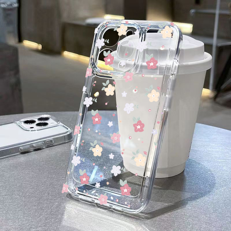 โปร่งใสเคสโทรศัพท์สําหรับ Samsung S24 FE S23 FE S25 S24 S23 S22 Plus Ultra S21 S20 FE ฤดูใบไม้ผลิดอกไม้ขนาดเล็กฝาครอบ