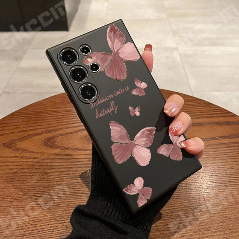 Retro ผีเสื้อซิลิโคนสําหรับ Samsung Galaxy S24 S25 Ultra S23 Plus A55 A56 A36 A16 A06 S25 + S25plus S25ultra ฝาครอบ