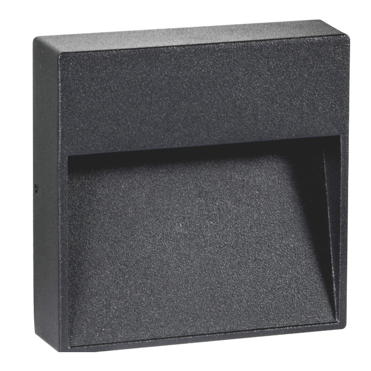 Step Light, Aluminum in Black, LED 6W 3000K, Driver Build In, IP65, Size 117x117xH33 mm.