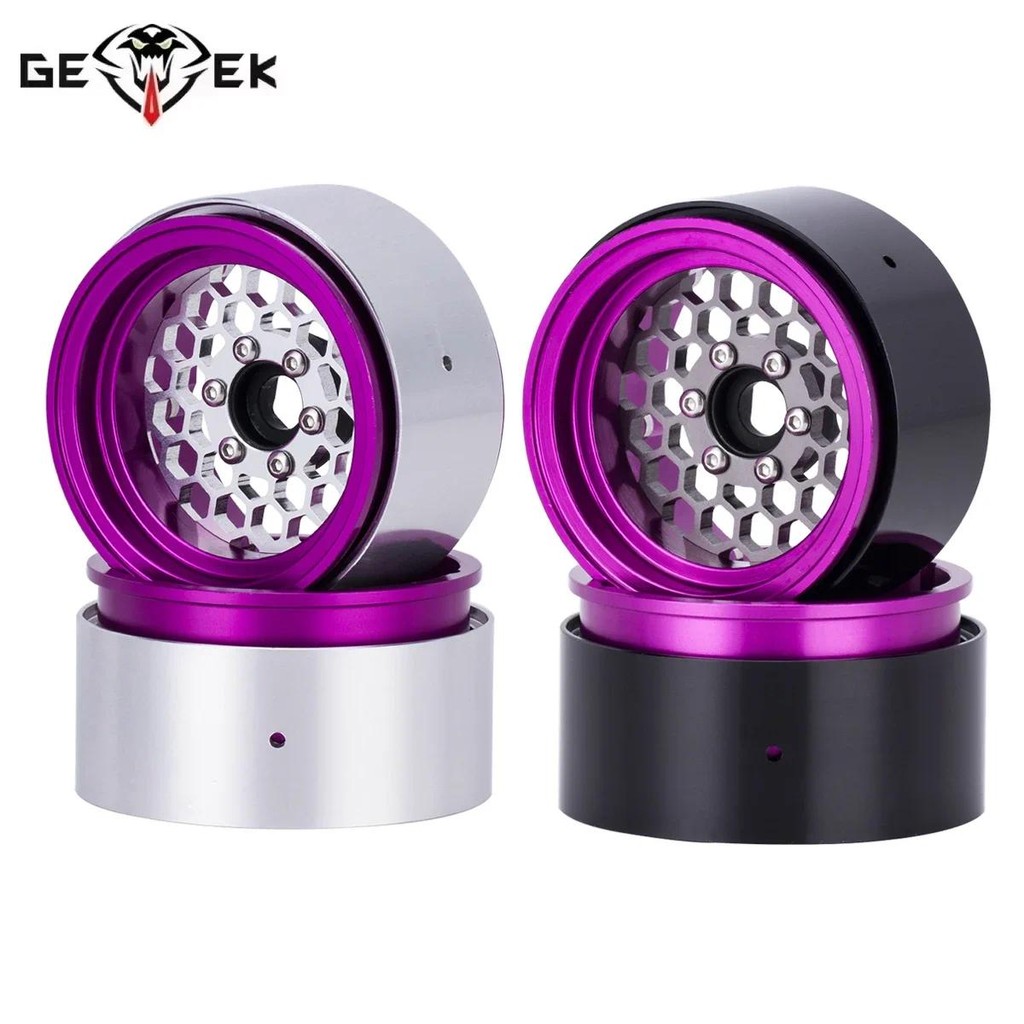 4pcs อลูมิเนียม 1.9 นิ้ว Beadlock ล้อสําหรับ 1/10 RC Crawler รถ Axial SCX10 TRX4 TRX6 D90 VS4-10 Red