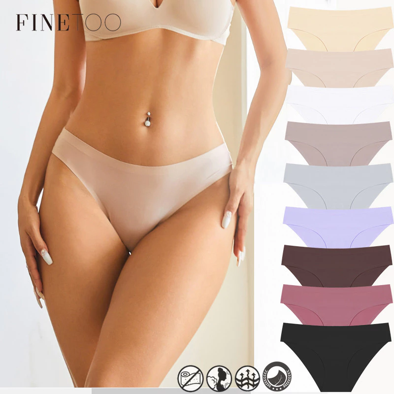 Finetoo กางเกงชั้นใน ไร้รอยต่อ สําหรับผู้หญิง สีพื้น ชุดชั้นใน นุ่ม และสบาย