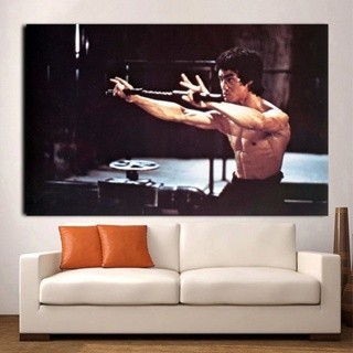 Bruce Lee ผ้าใบ Bruce Lee โปสเตอร์พิมพ์ผ้าใบ Bruce Lee ภาพยนตร์ผ้าใบพิมพ์แขวนผนังผ้าใบตกแต่งห้องผ้าใ