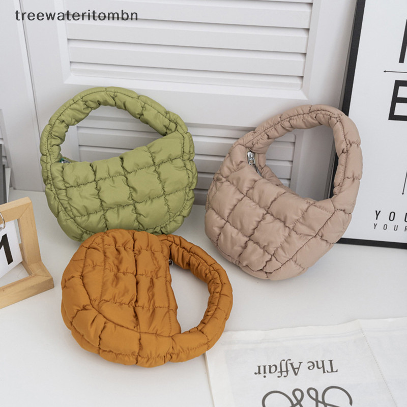 Tt แฟชั่นปักเป้า Tote กระเป๋า Quilted วงกลมกระเป๋าโทรศัพท์ Elegant สีม่วงไนลอนนุ่มเบาะกระเป๋าแนวโน้มกระเป๋าถือ mbn