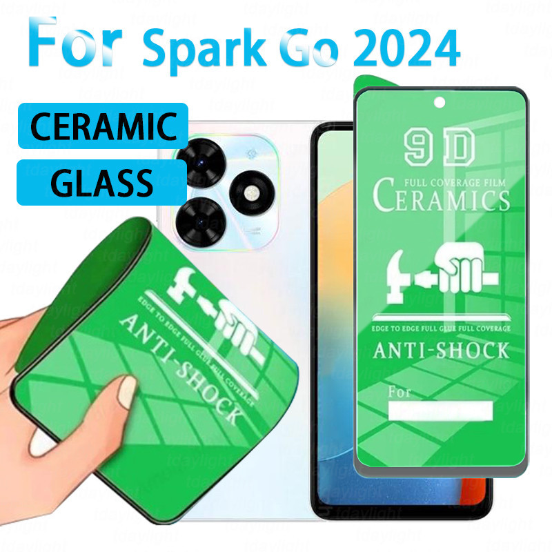 ฟิล์มกระจกนิรภัยเซรามิค แบบนิ่ม สําหรับ Tecno Spark Go 2024 Spark 20 20PRO