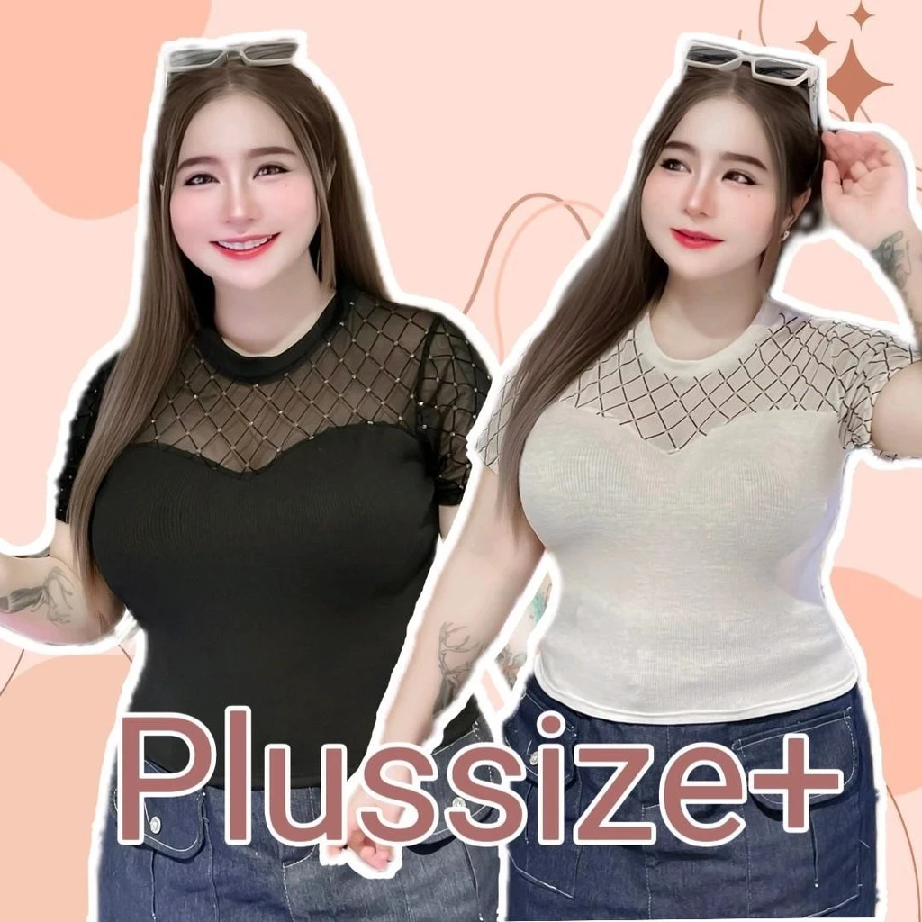 Plussize เสื้อครอป สาวอวบ อกซีทรู 34ถึง56 นิ้ว