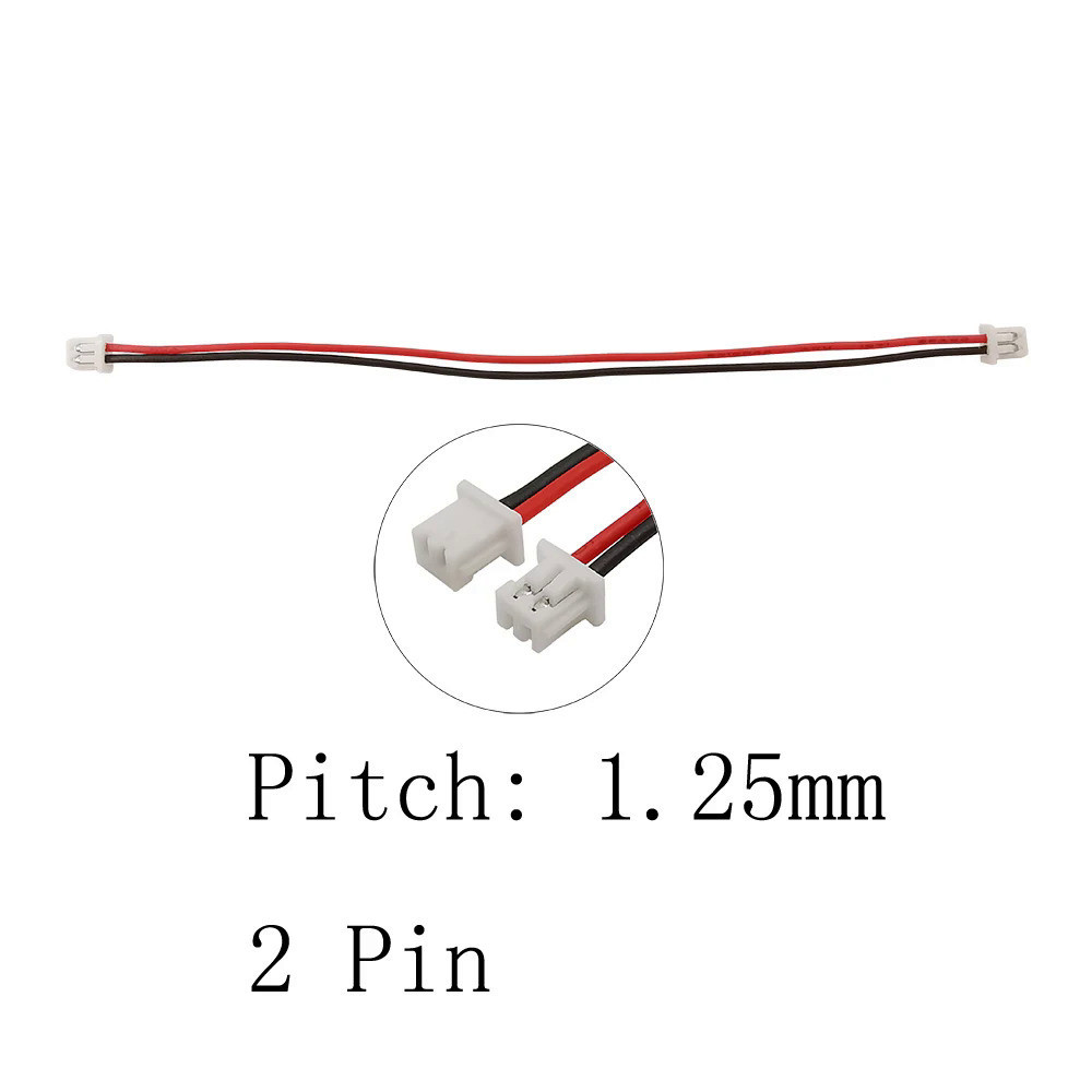 สายเคเบิลเชื่อมต่อ JST 1.25 มม. 2 Pin ปลั๊กตัวเมียคู่ Micro JST 1.25 2p 10/15/20/30 ซม. 5/10/20 ชิ้น