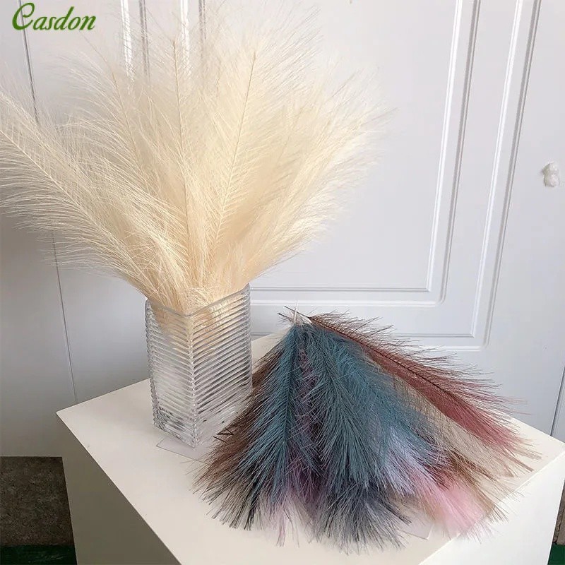 จําลองช่อดอกไม้ Reed Fur Panpas หญ้าห้องนั่งเล่นพืชสีเขียวตกแต่งบ้านการถ่ายภาพงานแต่งงาน Props CasdonHome