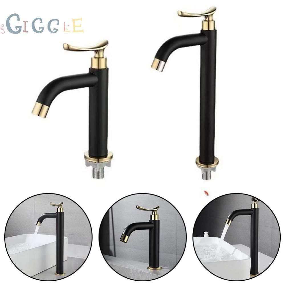 -NEW-Long Lasting Black&amp;Gold Basin Tap Single Cold Water Durable 304 Stainless Steel