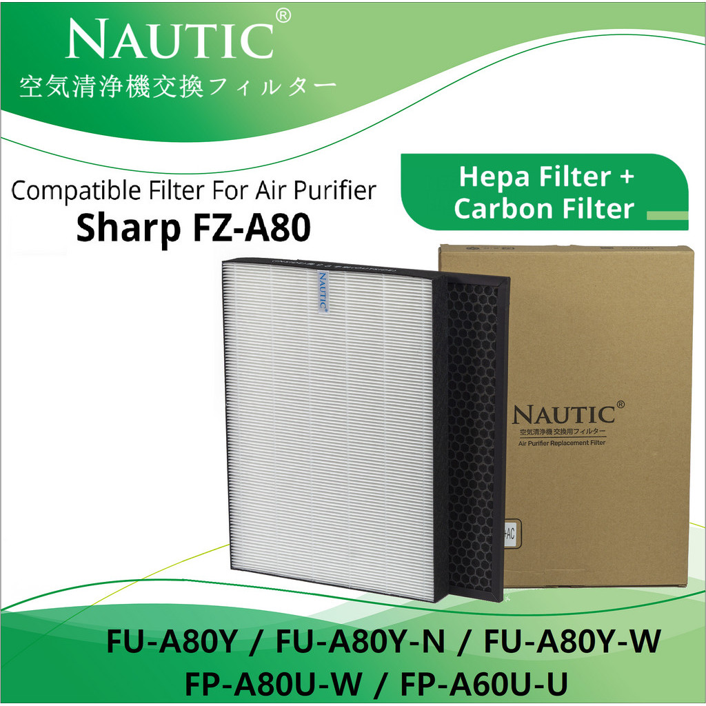 Sharp เครื่องฟอกอากาศ ไส้กรองคาร์บอน HEPA FZ-A80SFE FU-A80Y FU-A80Y-N FU-A80Y-W Sharp FU-A80