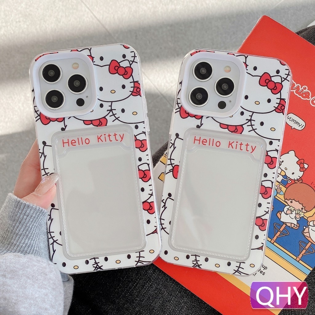 Qhy - เคสโทรศัพท์มือถือแบบใส หนา กันกระแทก ลายการ์ตูนแมวน่ารัก สําหรับ iphone 13 15 6s 7 8 plus xs XR 11 12 14 pro max 2 in 1