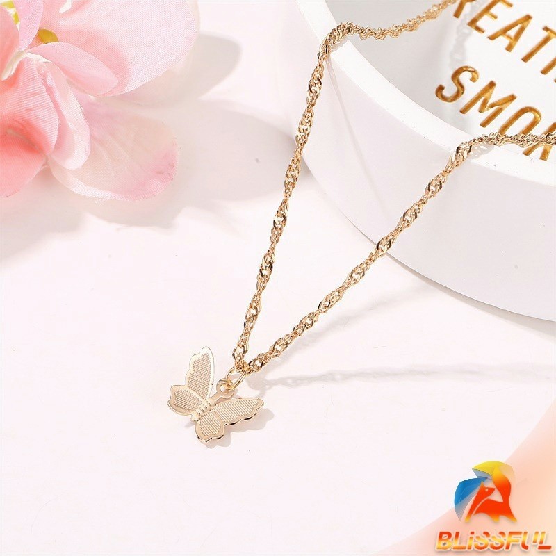 B.F สร้อยคอจี้ผีเสื้อ สร้อยคอสไตล์เกาหลี สร้อยคอแฟชั่น necklace