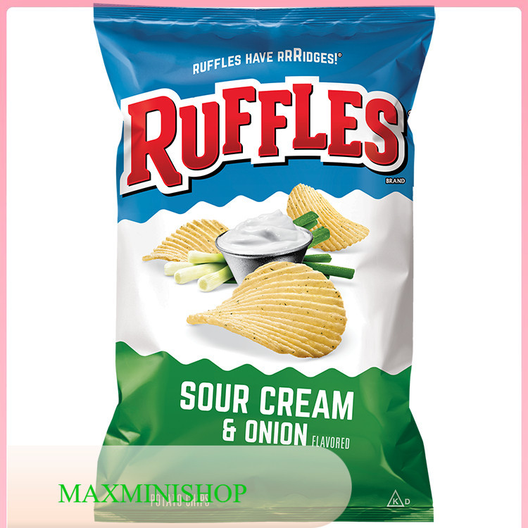 มันฝรั่งทอดครีมเปรี้ยวและหัวหอม รัฟเฟิล 184 ก./Sour Cream & Onion Potato Chips Ruffles 184 G.