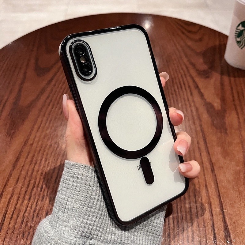 เคสโทรศัพท์มือถือแบบใส แพลตติน แม่เหล็ก กันกระแทก หรูหรา สําหรับ iPhone X XS XR XS Max 7 8 Plus 11