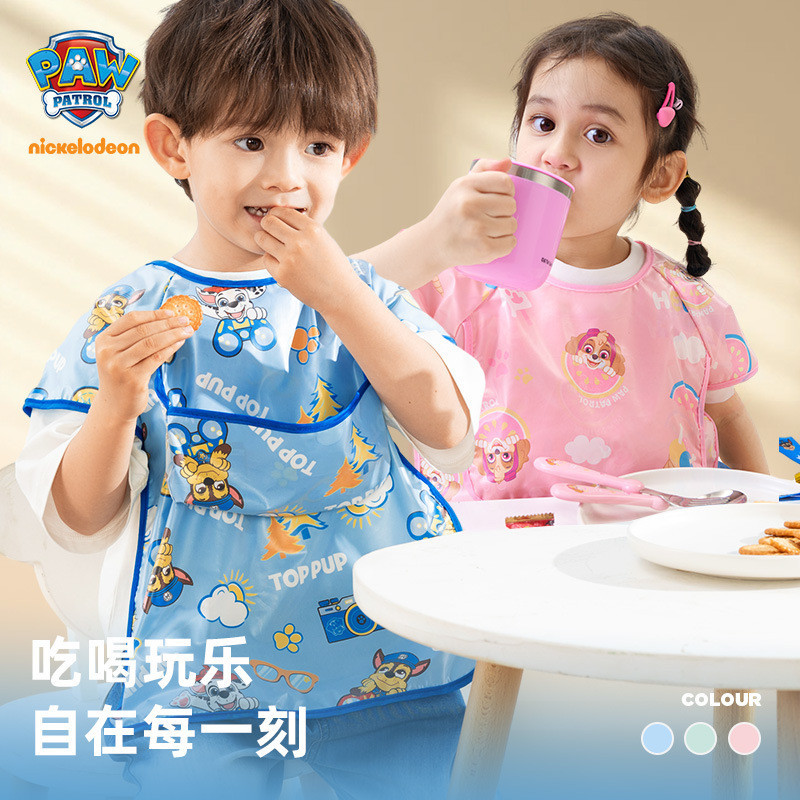 Paw Patrol ผ้ากันเปื้อน กันน้ํา ลายอุ้งเท้า กันเปื้อน กันเปื้อน สําหรับเด็กวัยหัดเดิน