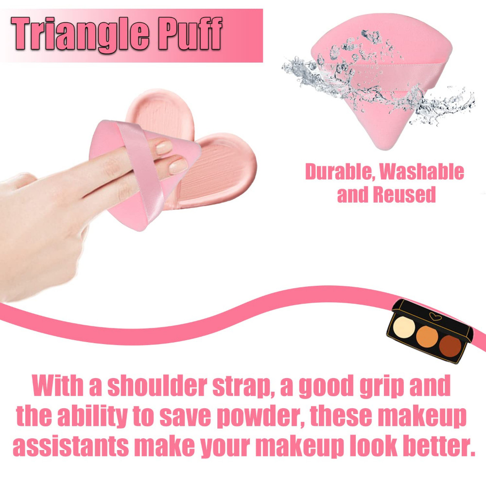 แป้งพัฟ Velour Triangle 3 แพ็ค: นุ่ม ซักได้ และนํากลับมาใช้ใหม่ได้สําหรับการใช้งานรองพื้นแบบเปียก/แห้ง - รูปที่ 5