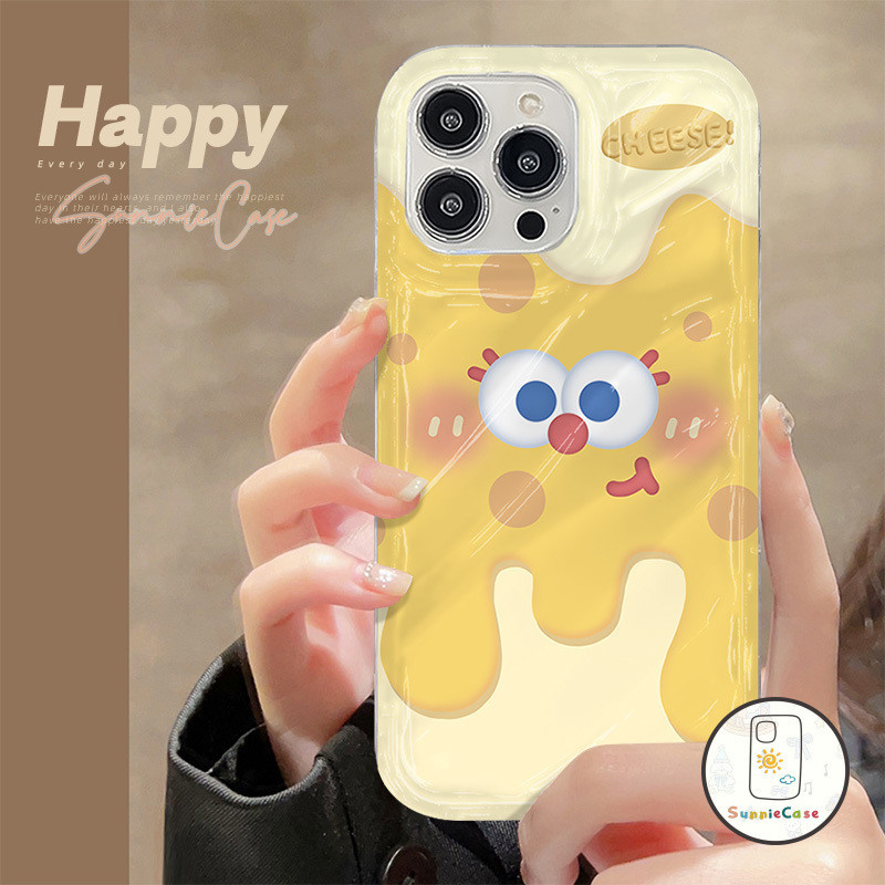 น่ารักชีสการ์ตูนฟองน้ำลูกน้อย สีลูกกวาด เข้ากันได้ iPhone 7Plus 14 11 13 12 15 Pro Max XR 14 7 6s 15 6 8 Plus X XS Max