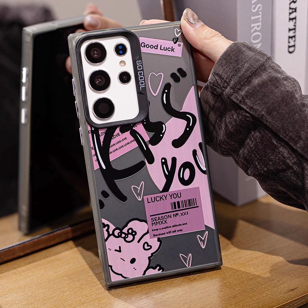 เคสโทรศัพท์มือถือ ผิวด้าน กันรอยขีดข่วน ลายกระต่ายน่ารัก สีชมพู สําหรับ SAMSUNG S24 Ultra S24 Plus S23 S22 Ultra S21 S23 FE