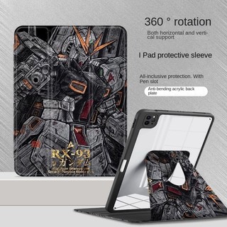 [iPad Air 4] เคสอะคริลิค ลายการ์ตูนอนิเมะกันดั้ม สีเทา พร้อมช่องใส่ปากกา 360 สําหรับ iPad Air 5 10.9 Pro 11 10th 9th 8th Gen 7th 10.2 Air3 Mini 6 ° เคส iPad หมุนได้