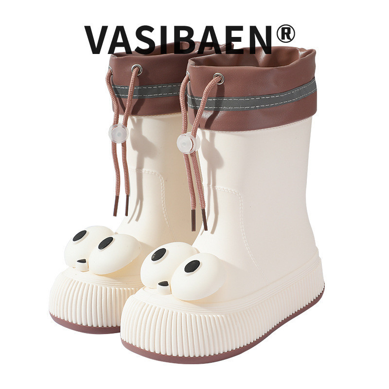 Vasibaen ใหม่รองเท้ากันฝนสุภาพสตรีรองเท้ากันฝนแฟชั่นรองเท้ากันฝนรองเท้ากันฝนกันน้ําสาวเกาหลีน่ารักแฟชั่นรองเท้าน้ําด้านนอกรองเท้ากันฝนสั้น Tu
