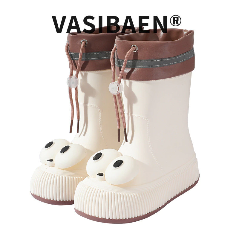 Vasibaen รองเท้าบูทกันฝนแฟชั่นสั้น สไตล์เกาหลี