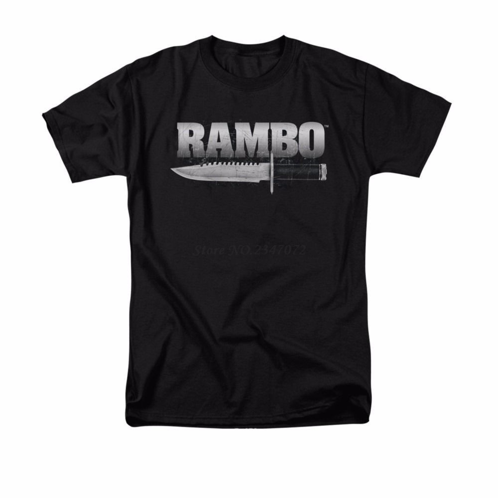 เสื้อยืด พิมพ์ลาย Rambo Movie First Blood Knife Licensed Shubuzhi แฟชั่นสําหรับผู้ชาย 2024