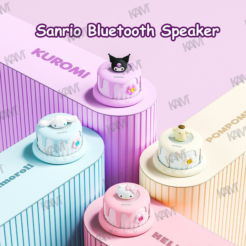 Kam 2024 Sanrio ลําโพงบลูทูธไร้สาย FY03 Kuromi Cake Design TWS Dual Computer Interconnect Lotso Cute Desktop Speaker Hello Kitty 360 องศา สเตอริโอรอบทิศทาง ห้องนอน
