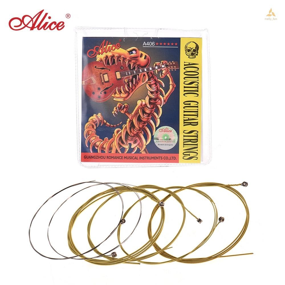 Alice A406 Series ชุดสายกีตาร์อะคูสติก เหล็กสเตนเลส เคลือบทองแดง น้ําหนักเบาพิเศษ 6 ชิ้น ต่อชุด (.011-.052)