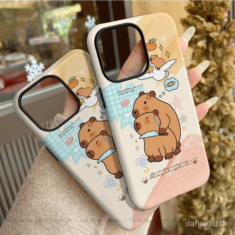2 in 1 เคสโทรศัพท์มือถือแบบแข็ง นิ่ม ขอบกลม ลาย Capybara ตลกน่ารัก สําหรับ Xiaomi 13 15pro 13pro xr TKBO
